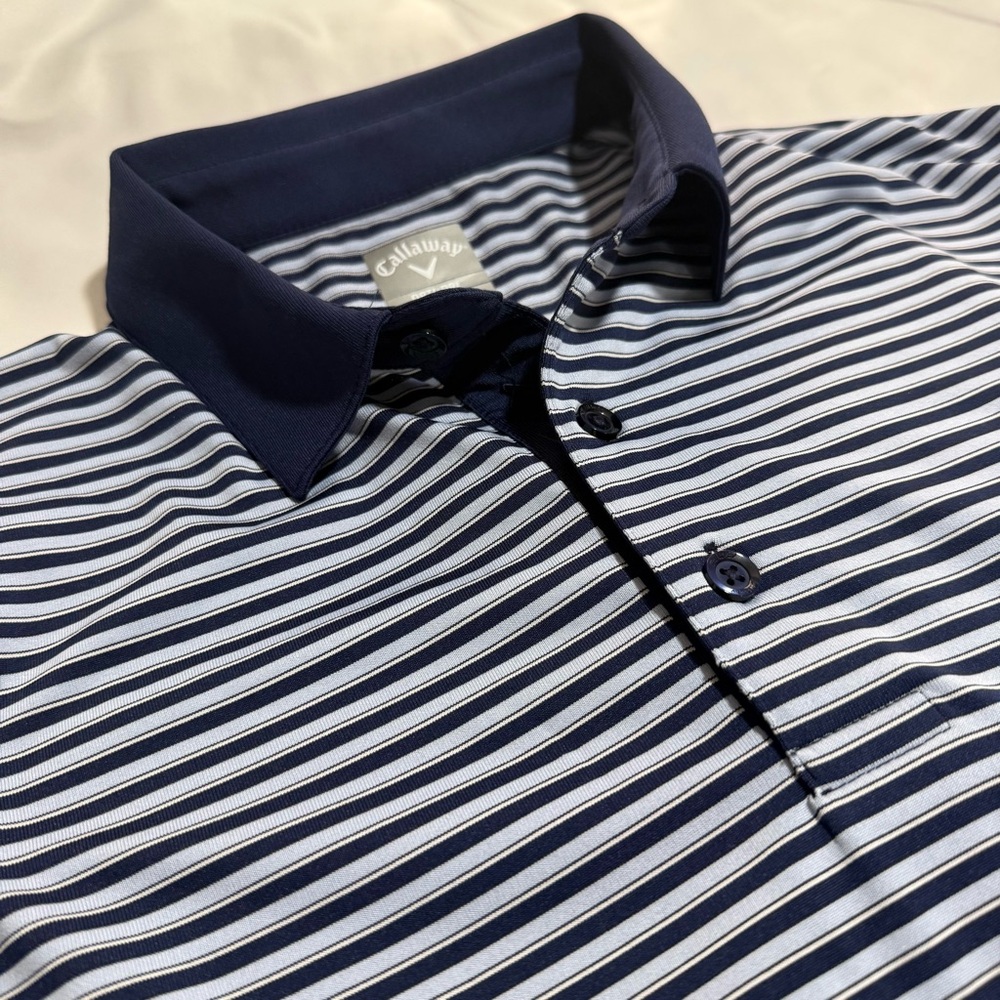 Callaway Opti-Dri Striped Golf Polo Mens Medium Blue Performance Shirt
